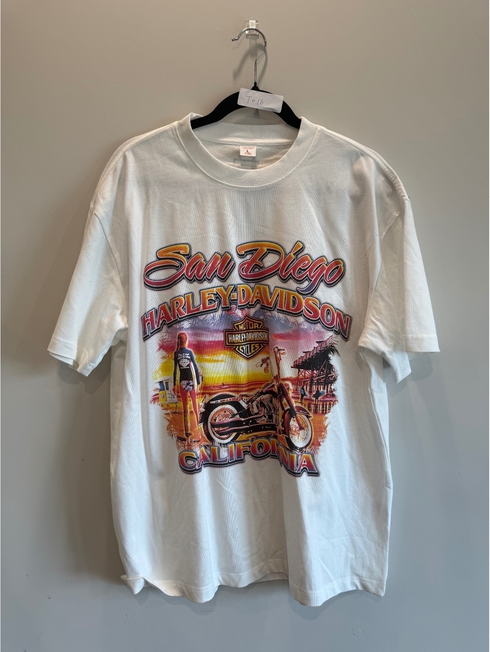 Vintage San Diego Harley-Davidson California Graphic T-Shirt White Large